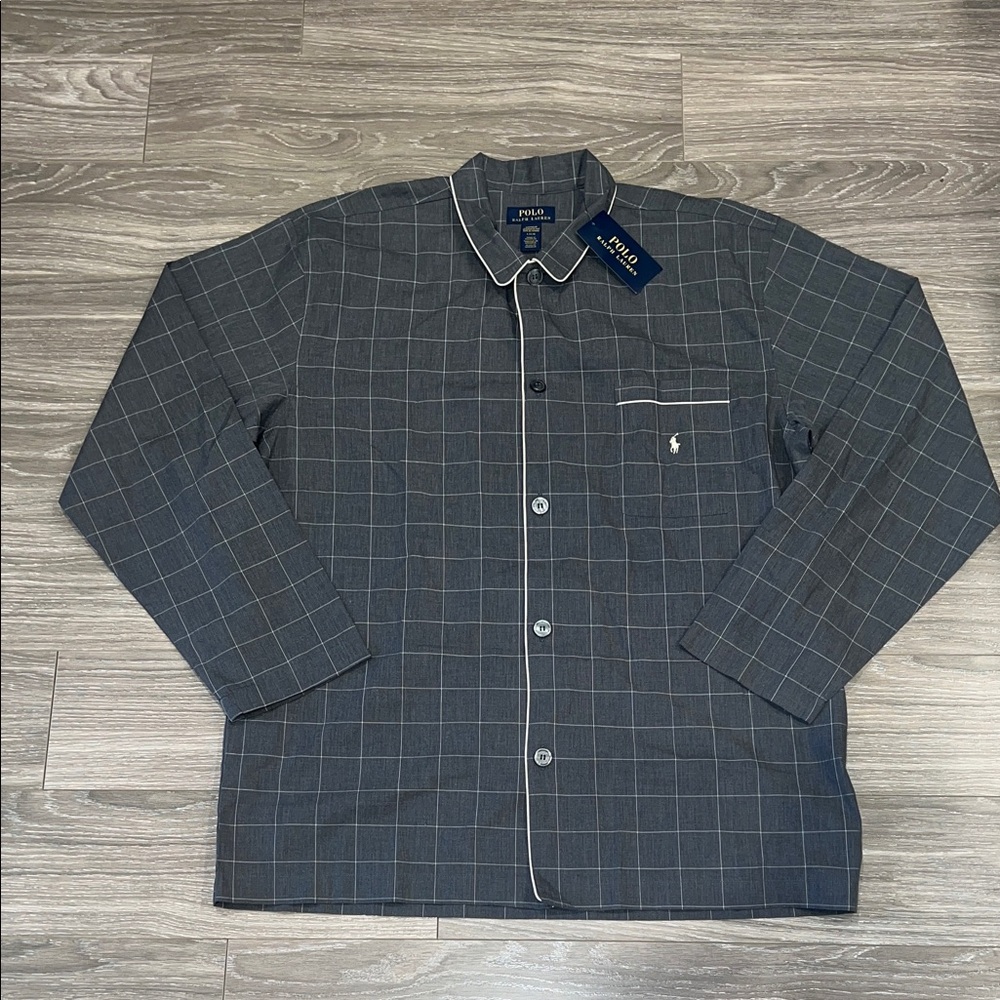 Polo by Ralph Lauren Men's Dark Gray Plaid Sleep Shirt